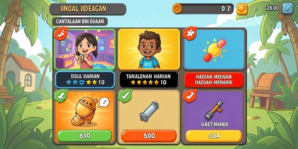 Tangkapan layar menunjukkan level yang penuh warna dan menantang.